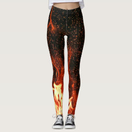 Legging Flames Red Hot Black Fire Racing Modern