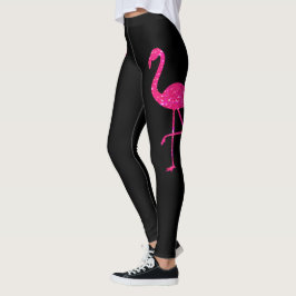 Legging Flamingo brilhante neon Rosa preto