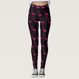 Legging Flamingo brilhante padrão de brilhos rosa preto 
