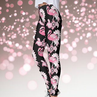 Legging Flamingo Cor-de-rosa-preto moderno