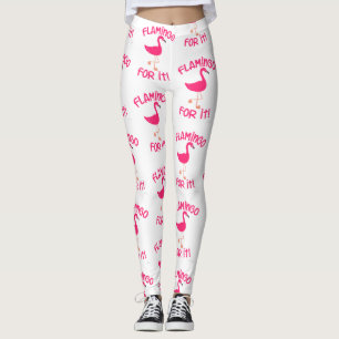 Legging Flamingo Divertido para o padrão de pássaros tropi
