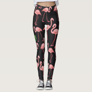 Legging Flamingo Elegance: Fusão de Monstera Vintage.