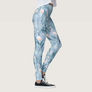 Legging Flamingo Orchid Padrão Tropical Blue ID868