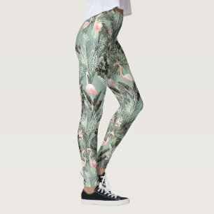 Legging Flamingo Orchid Tropical Pattern Sage ID868