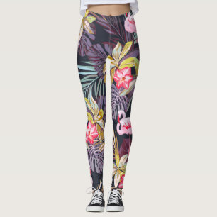 Legging Flamingo Tropical: Padrão sem costura de verão