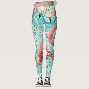 Legging Flamingo Tropical: Vintage Floral Wallpaper