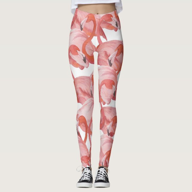 Legging Flamingo Watercolor: Padrão Invisível (Frente)