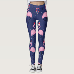 Legging Flamingo Xmas Hat Candy Patterno