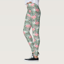 Legging Flamingoes Cor-de-Rosa Bonitos Folheto das Palmas