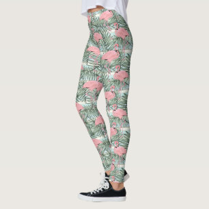 Legging Flamingoes Cor-de-Rosa Bonitos Folheto das Palmas