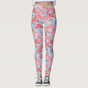 Legging Flamingos cor-de-rosa brilhantes no azul 2