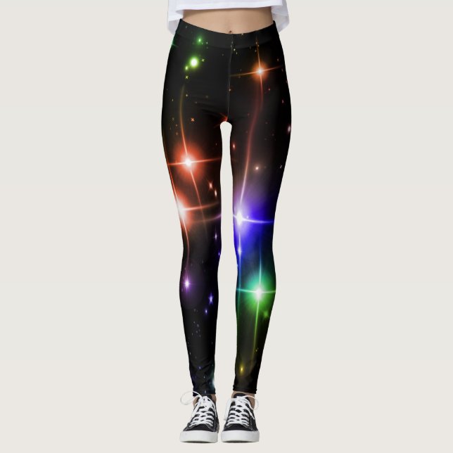 Legging Flashy Bright Colorful Stars Black Yoga (Frente)