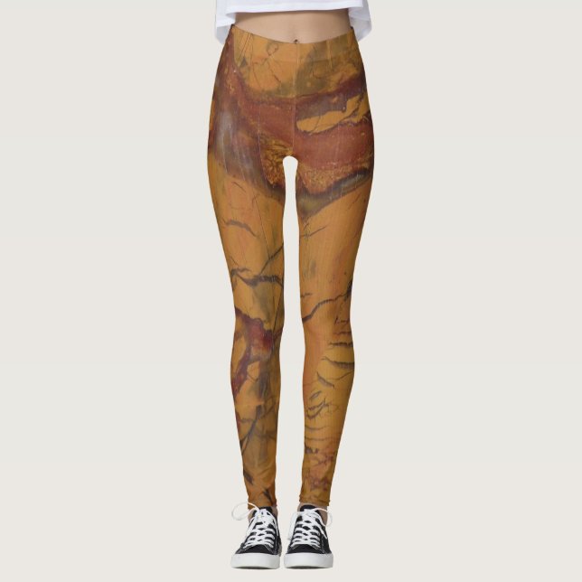 Legging Flashy Red Jasper Natural Rock Foto Projetada (Frente)