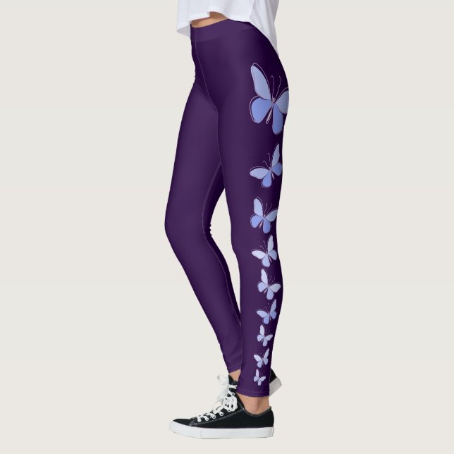 Legging Flauta de borboleta em azul - Violeta profunda sól (Esquerda)