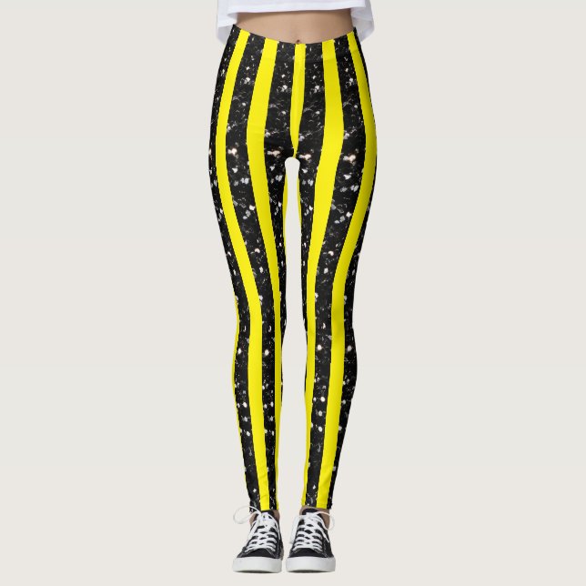 Legging Flechas pretas do Halloween em linhas amarelas (Frente)