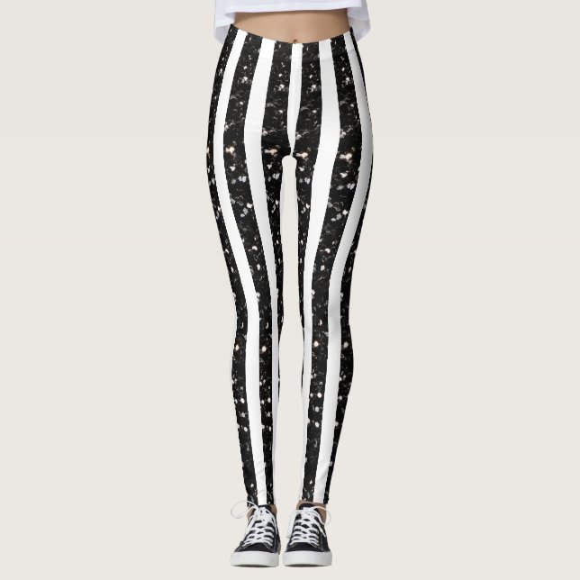 Legging Flechas pretas do Halloween em linhas brancas (Frente)