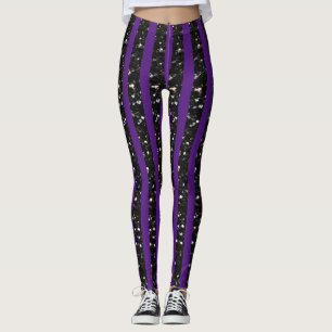 Legging Flechas pretas do Halloween listram linhas em roxo