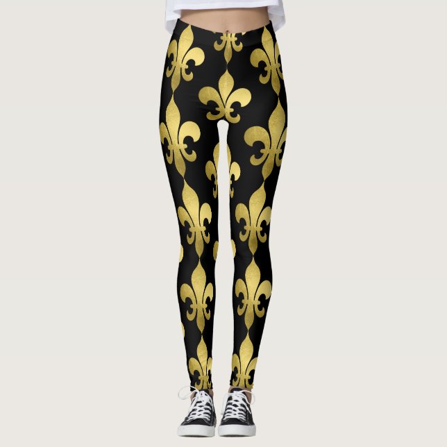 Legging Fleur de Lis Dourada em Qualquer Cor (Frente)