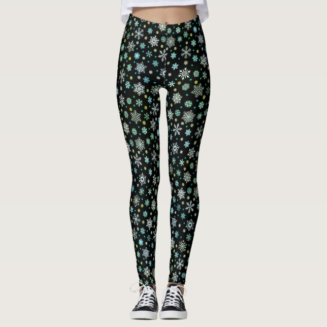 Legging Floco de Neve Elegante Moderno Preto em Muitas For (Frente)