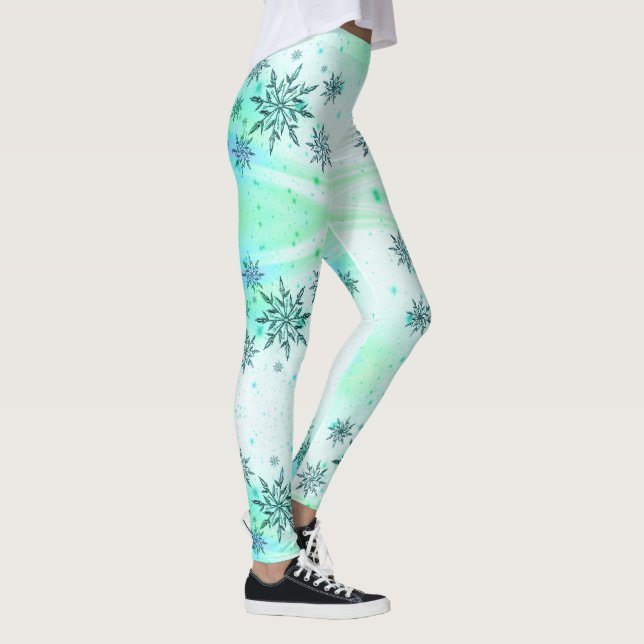 Legging Floco de neve espiral azul verde-branco inverno bo (Direita)