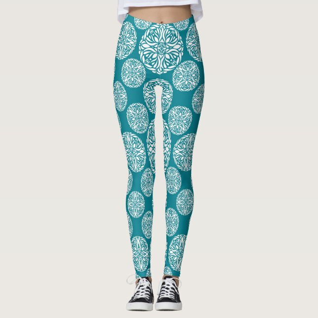Legging Floco de neve floral do inverno (Frente)