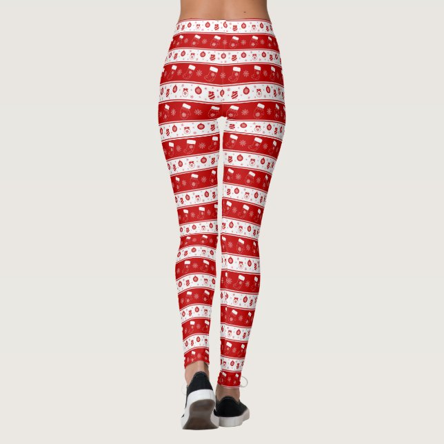 Legging Flocos de Natal bonitos, Meias e Flocos de Neve (Verso)