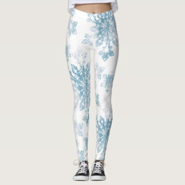Legging Flocos de neve azuis da aguarela