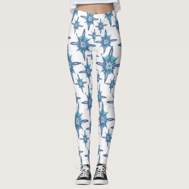 Legging flocos de neve azuis de inverno (Frente)