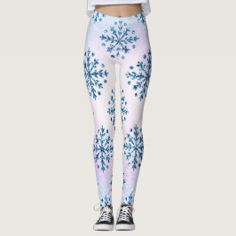 Legging Flocos de neve azuis de Natal Iridescentes