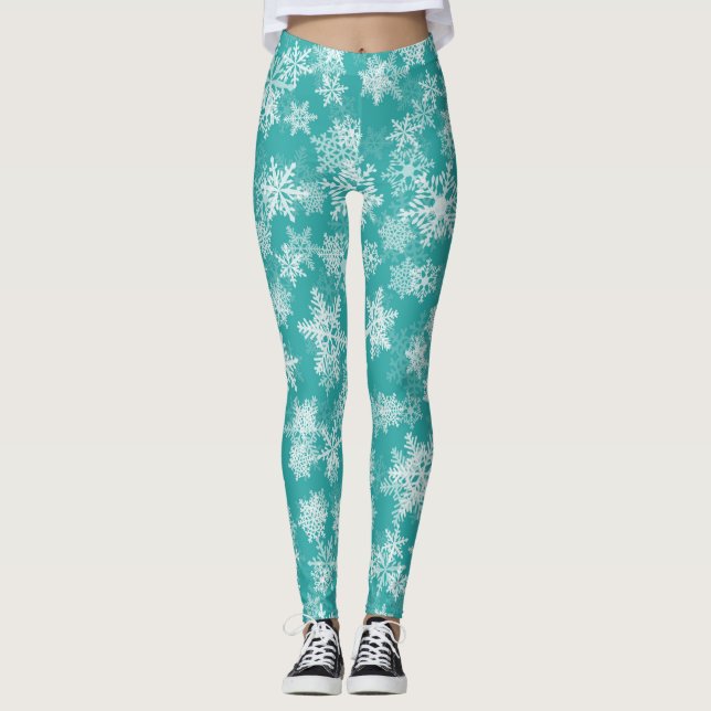 Legging Flocos de neve brancos e lacrimejantes Winter Wond (Frente)