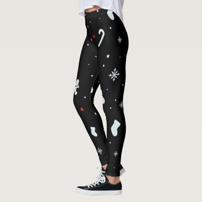 Legging Flocos De Neve Brancos Pernas De Natal Para Mulher (Esquerda)