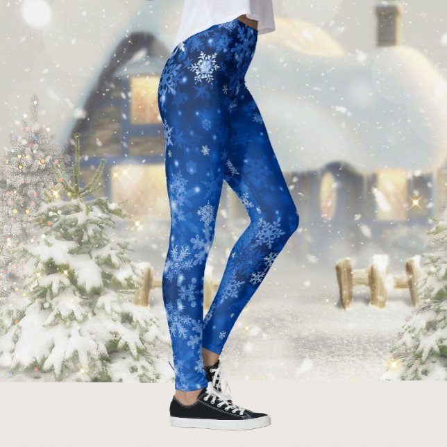 Legging Flocos de neve da meia-noite azul-céu (Criador carregado)