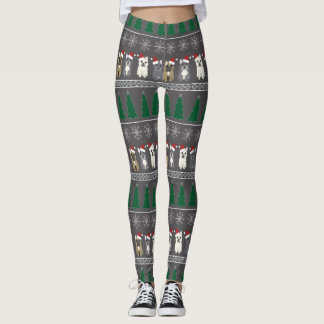 Legging Flocos de Neve de Natal, Cachorro do Papai Noel, Á