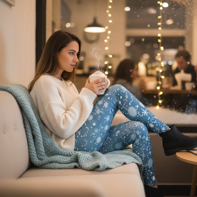 Legging Flocos de neve do inverno Azul (Criador carregado)