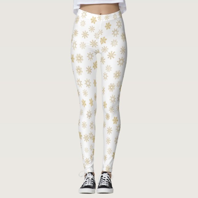 Legging Flocos de neve Dourados com brilho (Frente)