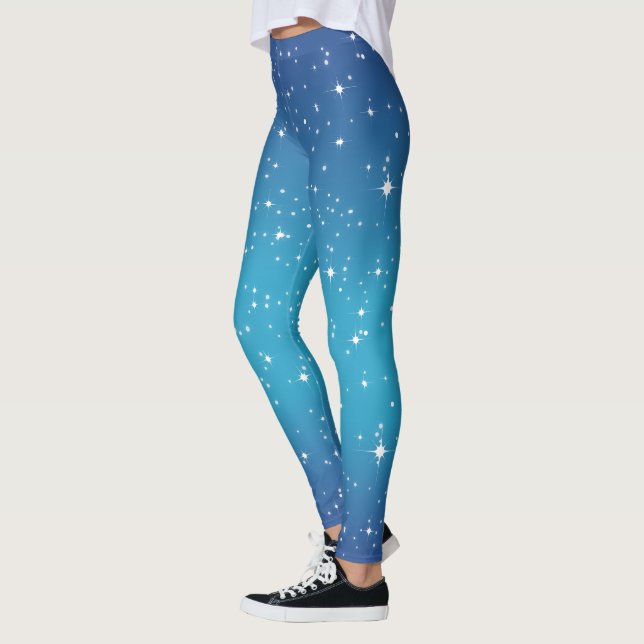 Legging Flocos de neve e estrelas com gradiente azul pálid (Esquerda)