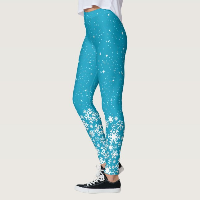 Legging Flocos de neve e estrelas em azul ou cor (Esquerda)