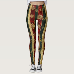 Legging Flocos de Neve em Dourado Brilhante em Listras Ver