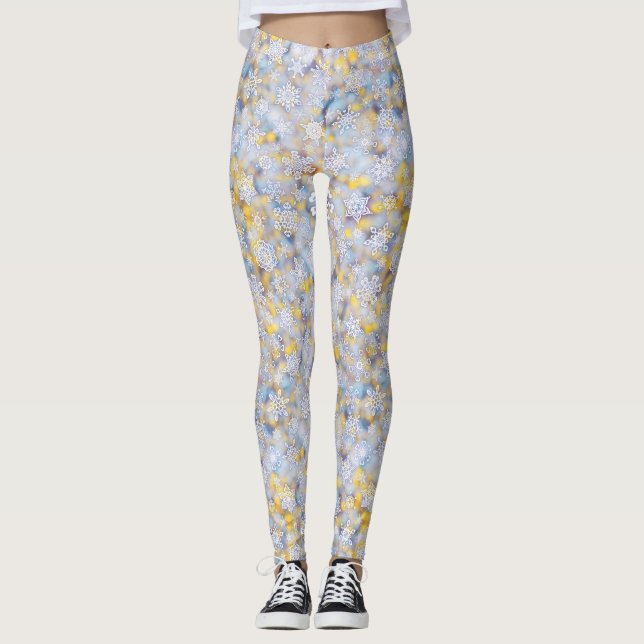 Legging flocos de neve escutadores de apricidade (Frente)