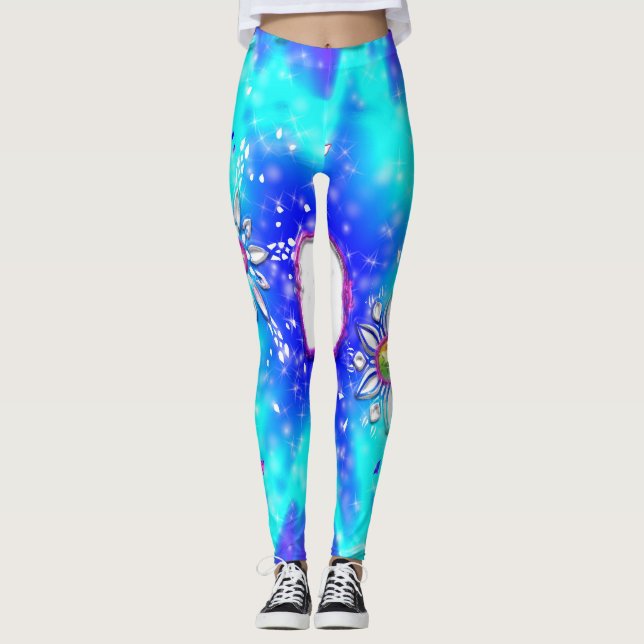 Legging Flocos de neve festivos (Frente)