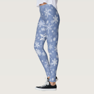 Legging Flocos de neve Gráfico Personalizar Fundo de Cor e