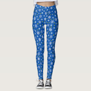 Legging Flocos de neve Marinho Azul Azul Azul Azul Elegant