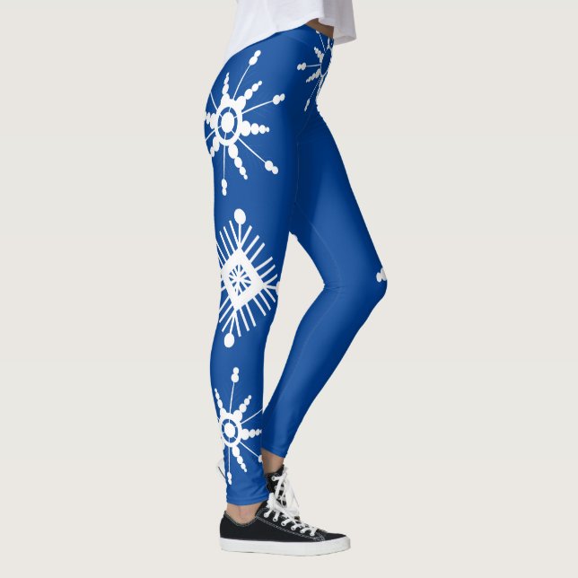 Legging Flocos de Neve Mistos Geométricos Azuis (Direita)