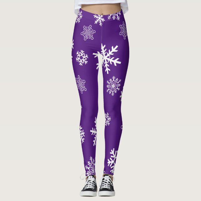 Legging Flocos de Neve Personalizar Cor de Fundo (Frente)