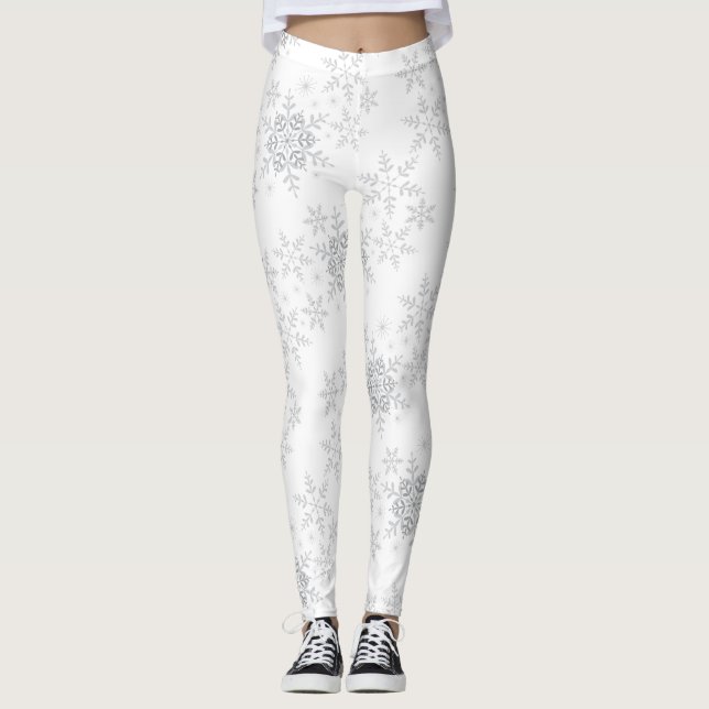 Legging Flocos de neve Silver Glitter Winter ou Christmas (Frente)