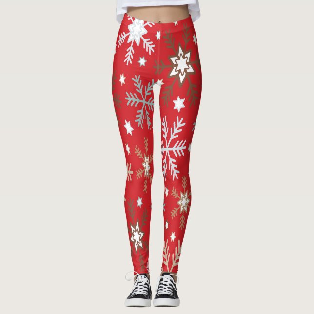 Legging Flocos de Neve Vermelhos  (Frente)