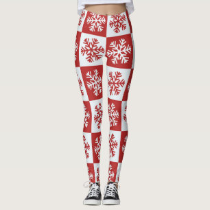Legging Flocos de neve vermelhos e brancos