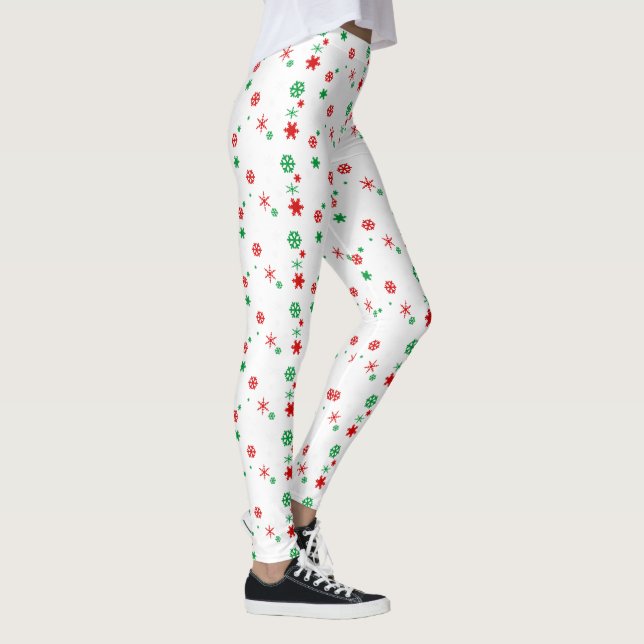 Legging flocos de neve vermelhos e verdes (Direita)