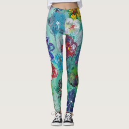 Legging Flor acrílica colorida 