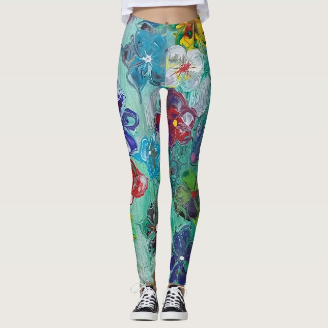 Legging Flor acrílica colorida  (Frente)
